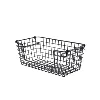 Black Open Sided Rectangular Wire Basket